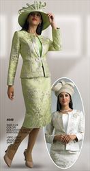 Three Piece Light Jacquard Skirt Suit 4649